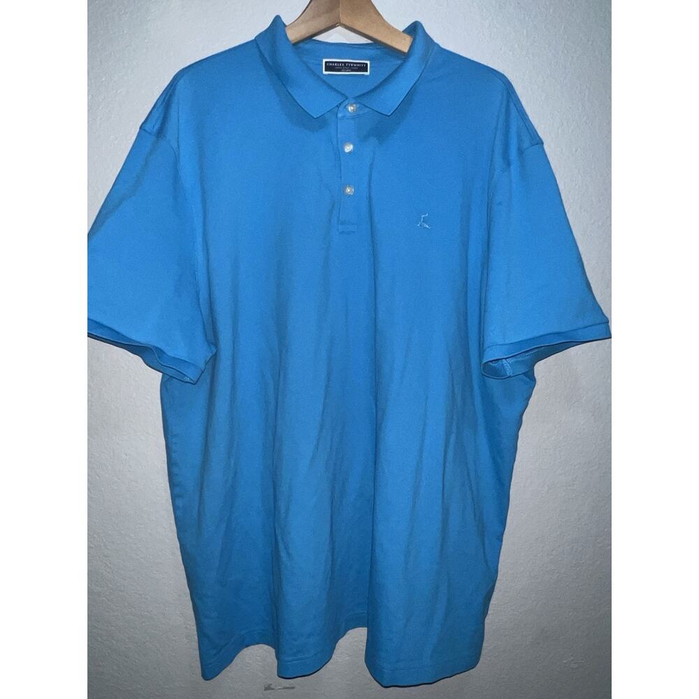 Charles Tyrwhitt Shirt Men's 3XL Blue Polo Short Sleeve Cotton Preppy Jermyn